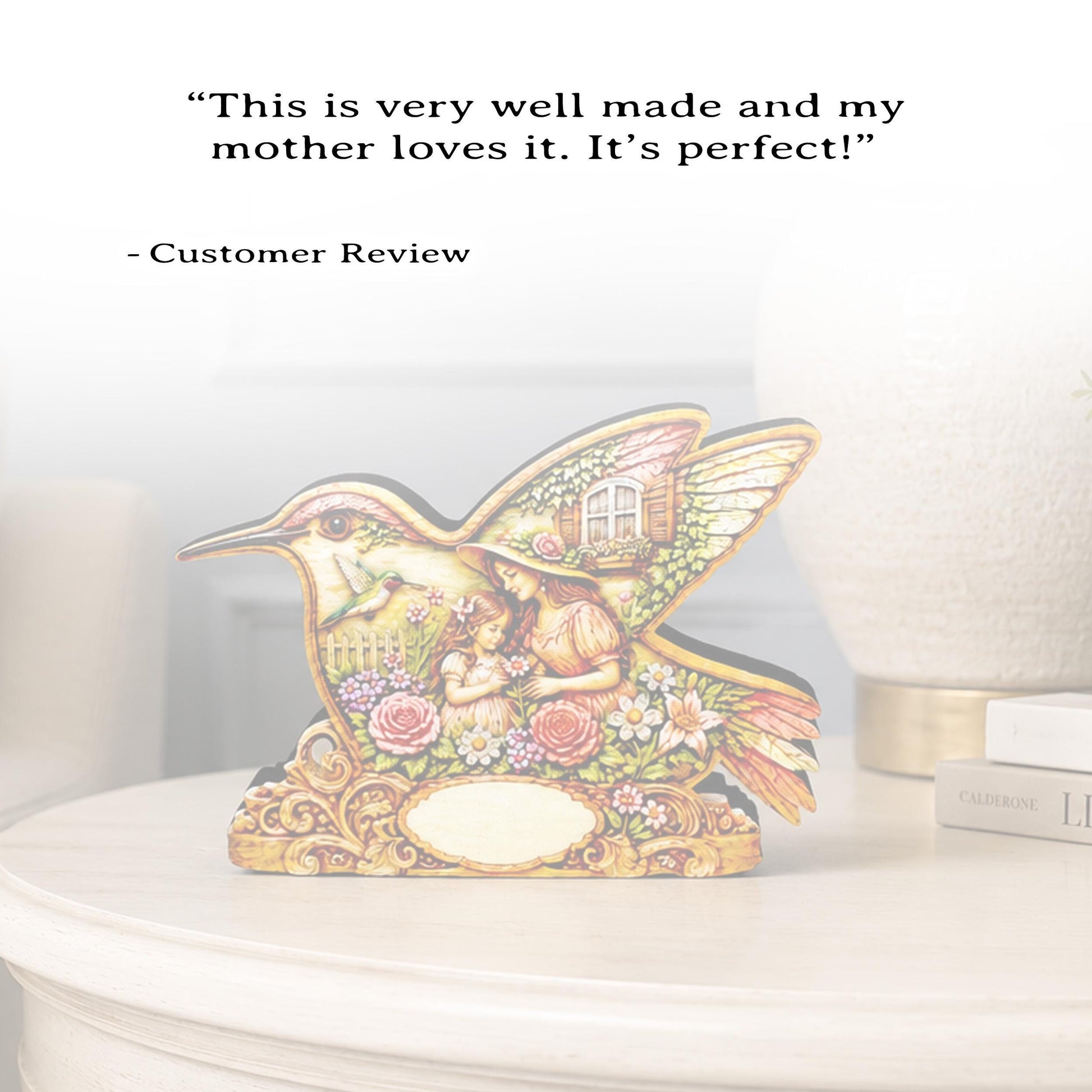 Whimsical Hummingbird Shelf Sitter, Spring Cottage Wood Decor, Layered Floral Tabletop Sign, Bird Lover Gift, Garden Home Accent Keepsake