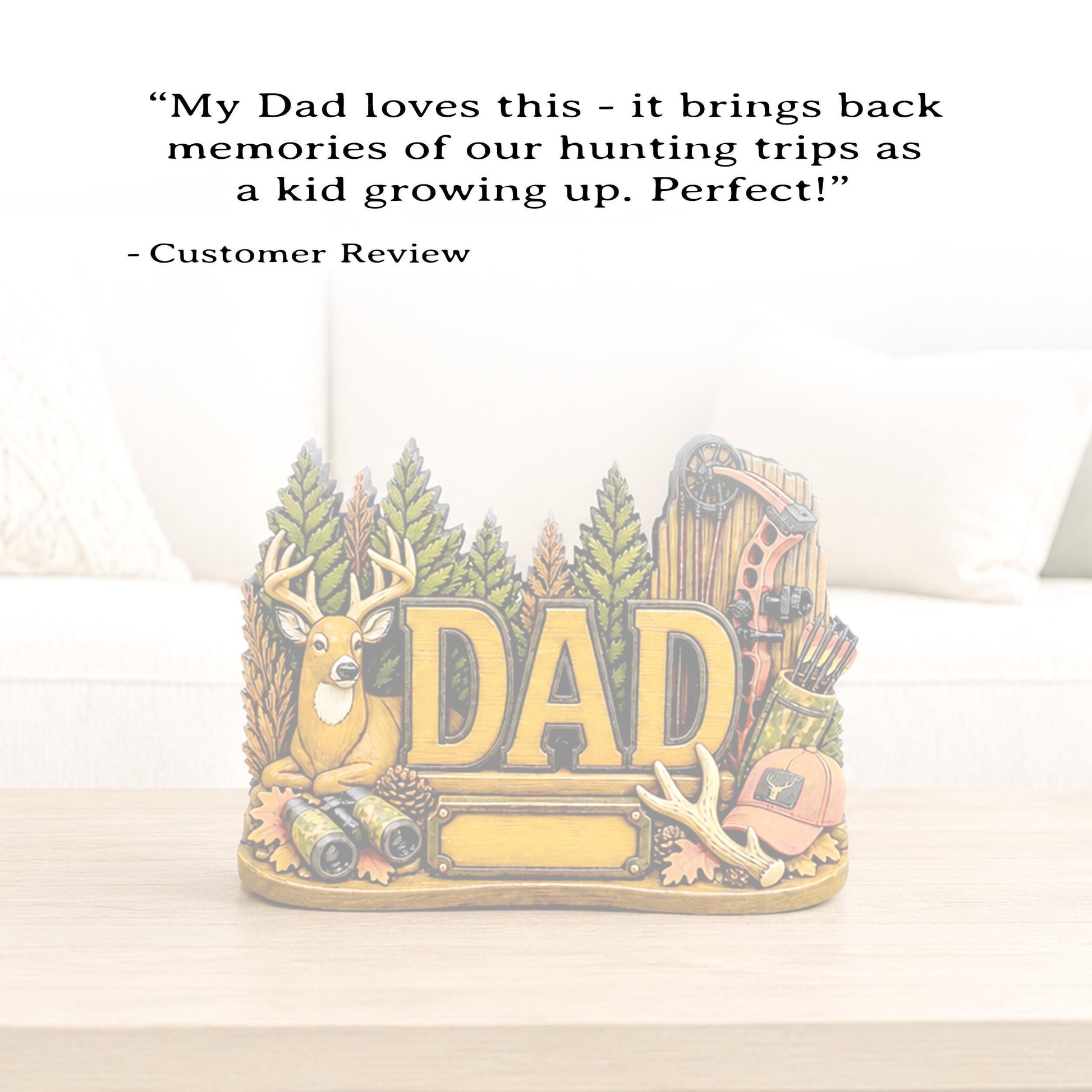 Hunting Dad Shelf Sitter, Personalized Fathers Day Gift, Layered Wood Deer Tabletop Decor, Buck Hunter Birthday Keepsake, Mantle Tray Sign