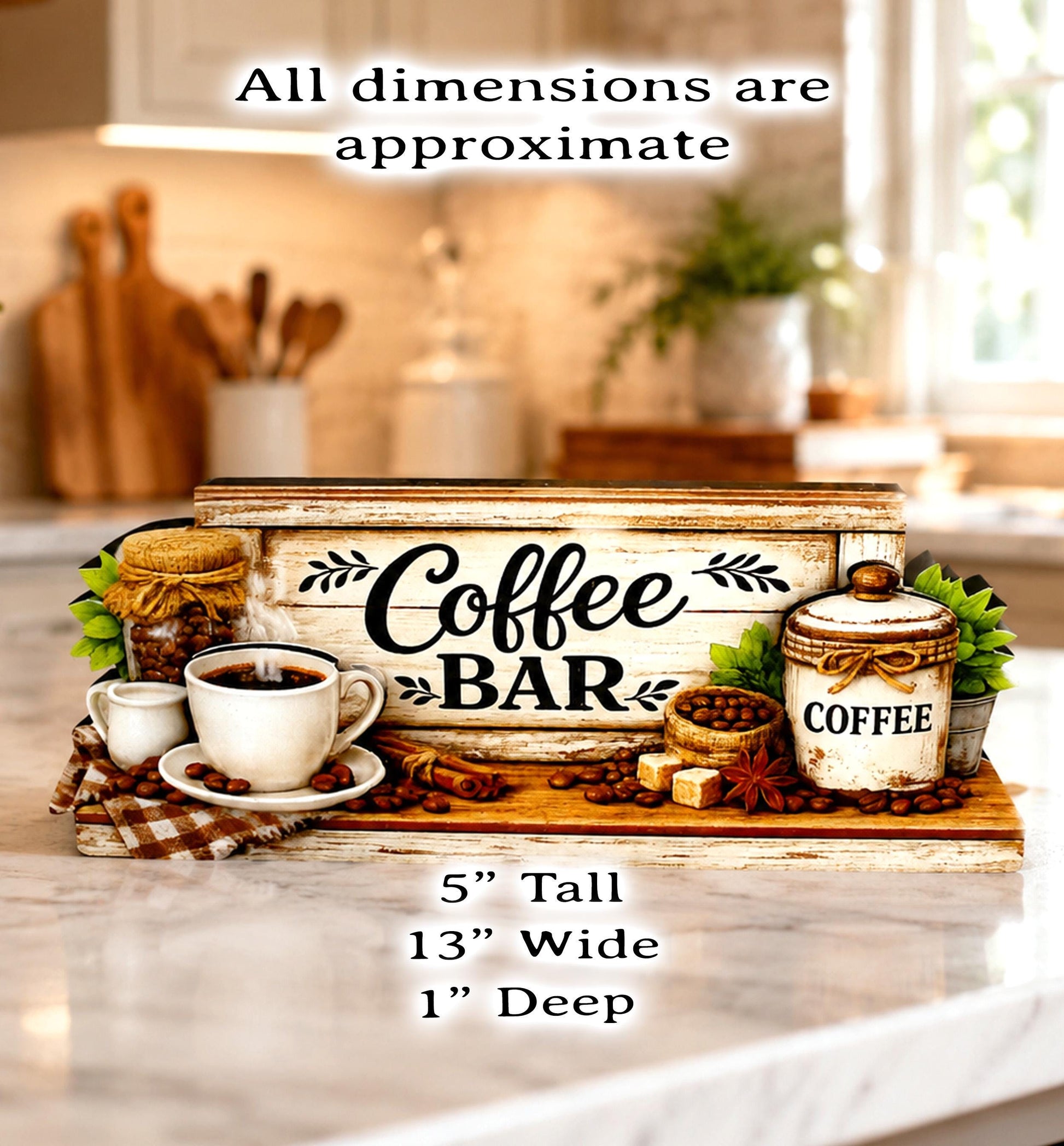 Personalized Coffee Bar Sign, Rustic Whitewashed Wood Decor, Tiered Tray Shelf Sitter, Coffee Station Centerpiece, Coffee Lover Gift Idea