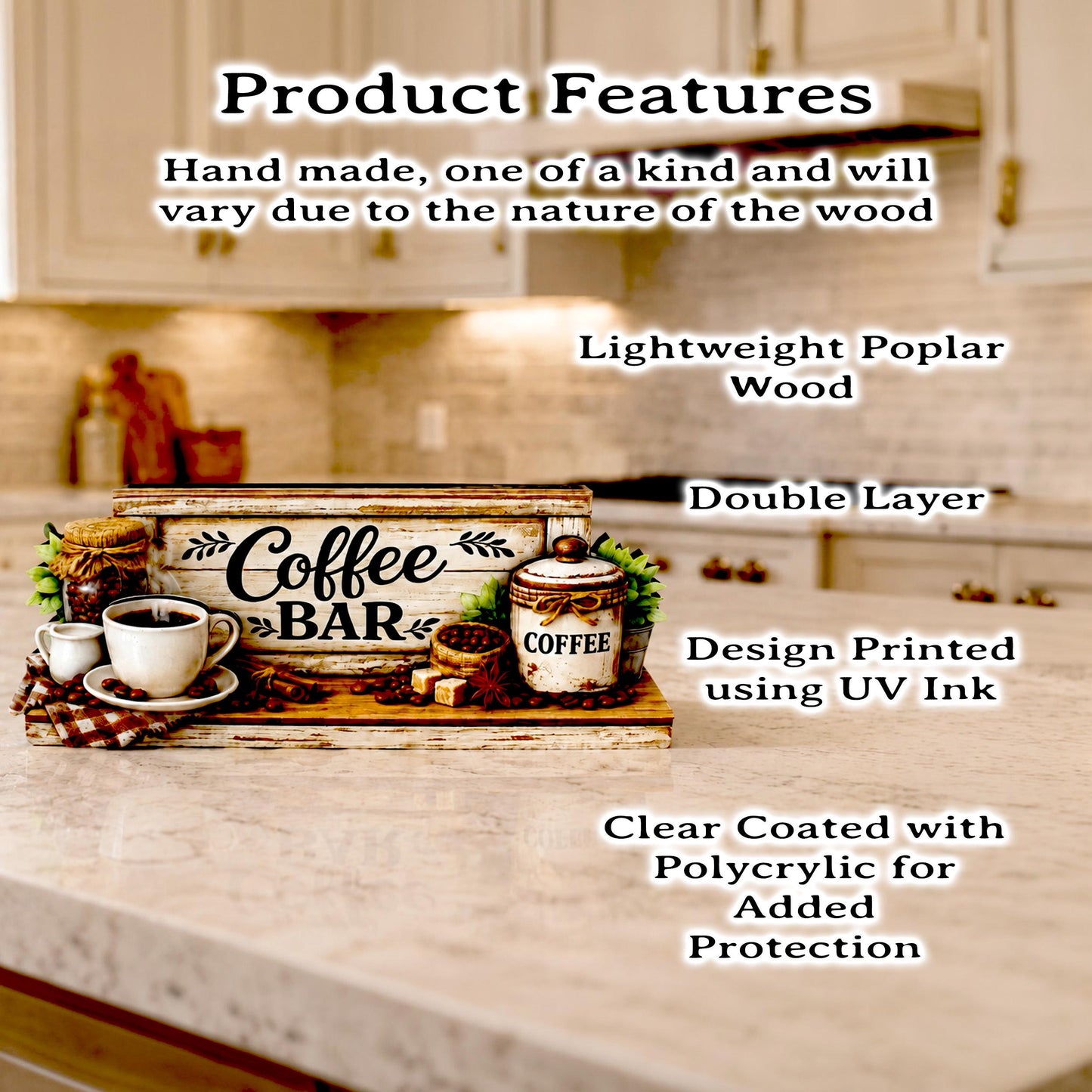 Personalized Coffee Bar Sign, Rustic Whitewashed Wood Decor, Tiered Tray Shelf Sitter, Coffee Station Centerpiece, Coffee Lover Gift Idea