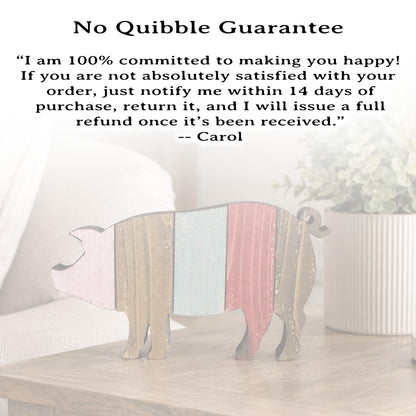 Rustic Farmhouse Pig Shelf Sitter, Pastel Striped Wood Cutout, Country Barnyard Tabletop Decor, Small Animal Figurine, Homestead Keepsake