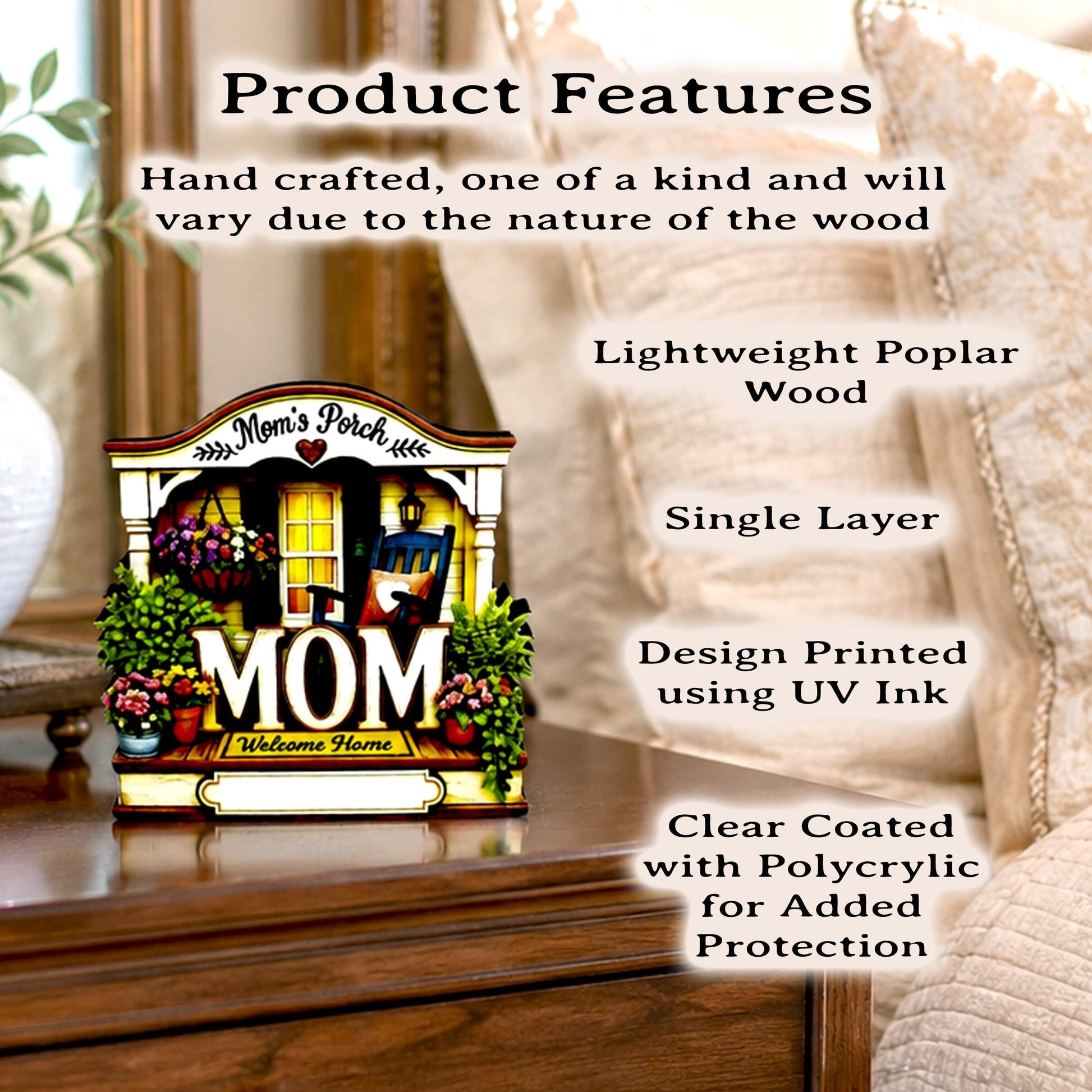 Mom's Porch Shelf Sitter, Welcome Home Wood Decor, Layered Tiered Tray Tabletop Sign, Mothers Day Gift, Personalized Keepsake Home Decor