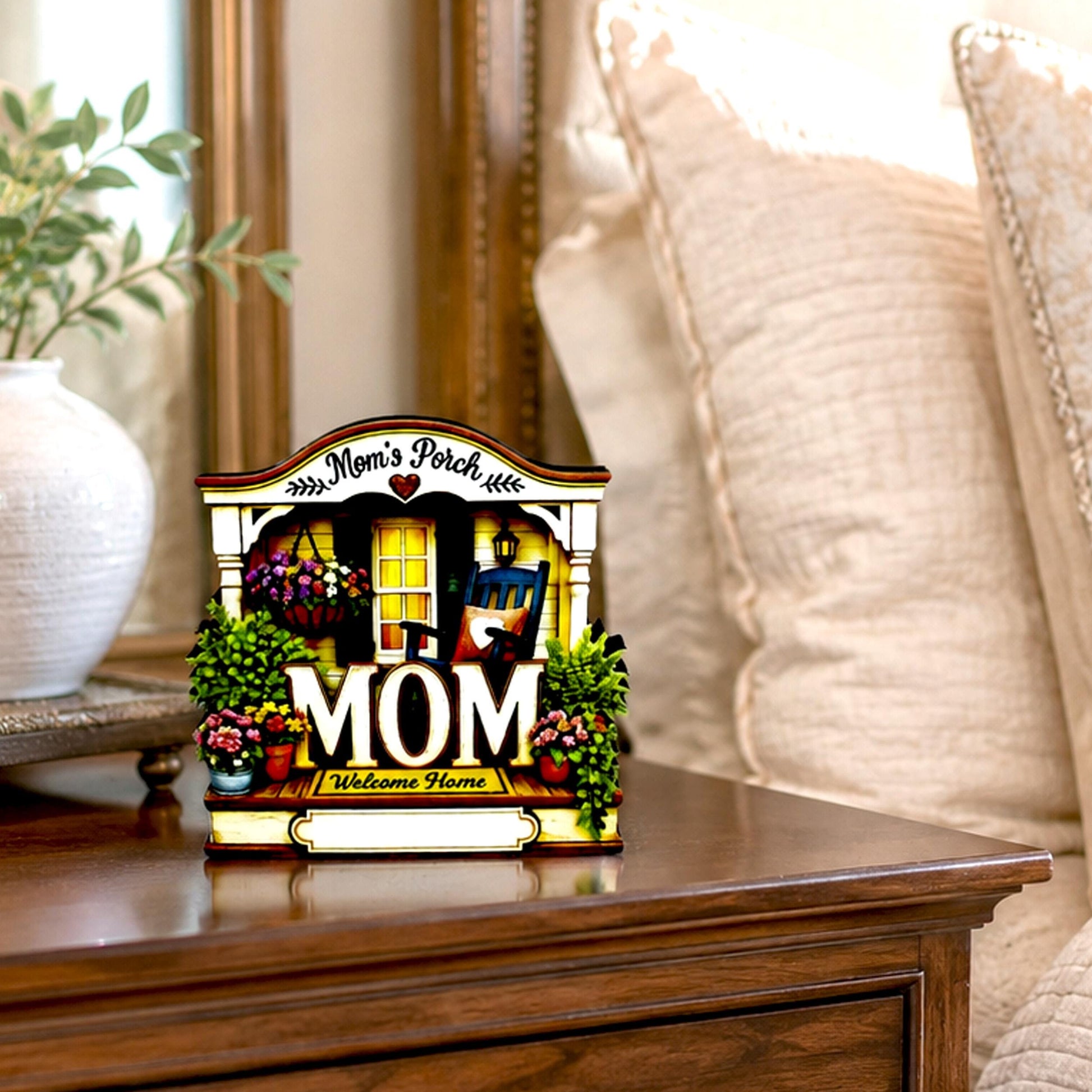 Mom's Porch Shelf Sitter, Welcome Home Wood Decor, Layered Tiered Tray Tabletop Sign, Mothers Day Gift, Personalized Keepsake Home Decor