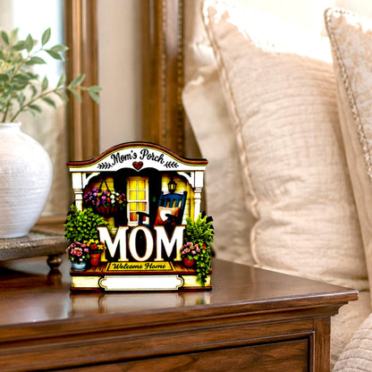 Mom's Porch Shelf Sitter, Welcome Home Wood Decor, Layered Tiered Tray Tabletop Sign, Mothers Day Gift, Personalized Keepsake Home Decor
