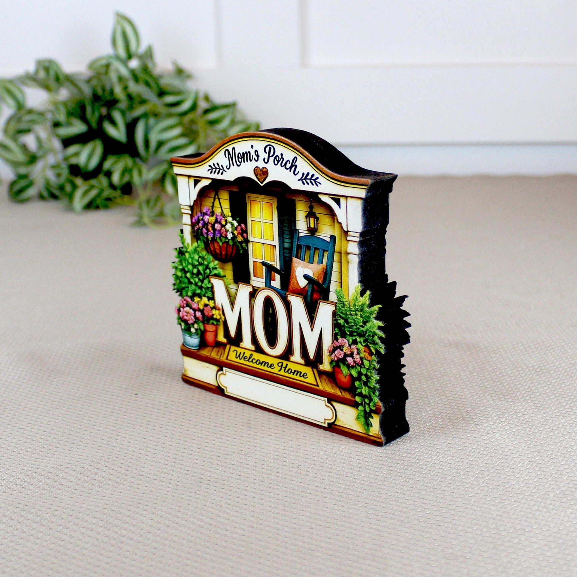 Mom's Porch Shelf Sitter, Welcome Home Wood Decor, Layered Tiered Tray Tabletop Sign, Mothers Day Gift, Personalized Keepsake Home Decor