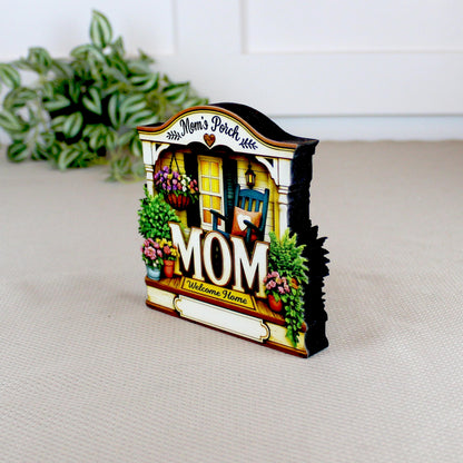 Mom's Porch Shelf Sitter, Welcome Home Wood Decor, Layered Tiered Tray Tabletop Sign, Mothers Day Gift, Personalized Keepsake Home Decor