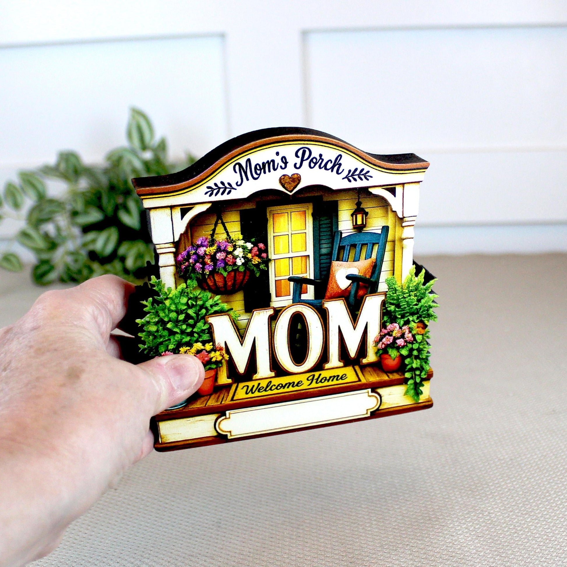 Mom's Porch Shelf Sitter, Welcome Home Wood Decor, Layered Tiered Tray Tabletop Sign, Mothers Day Gift, Personalized Keepsake Home Decor