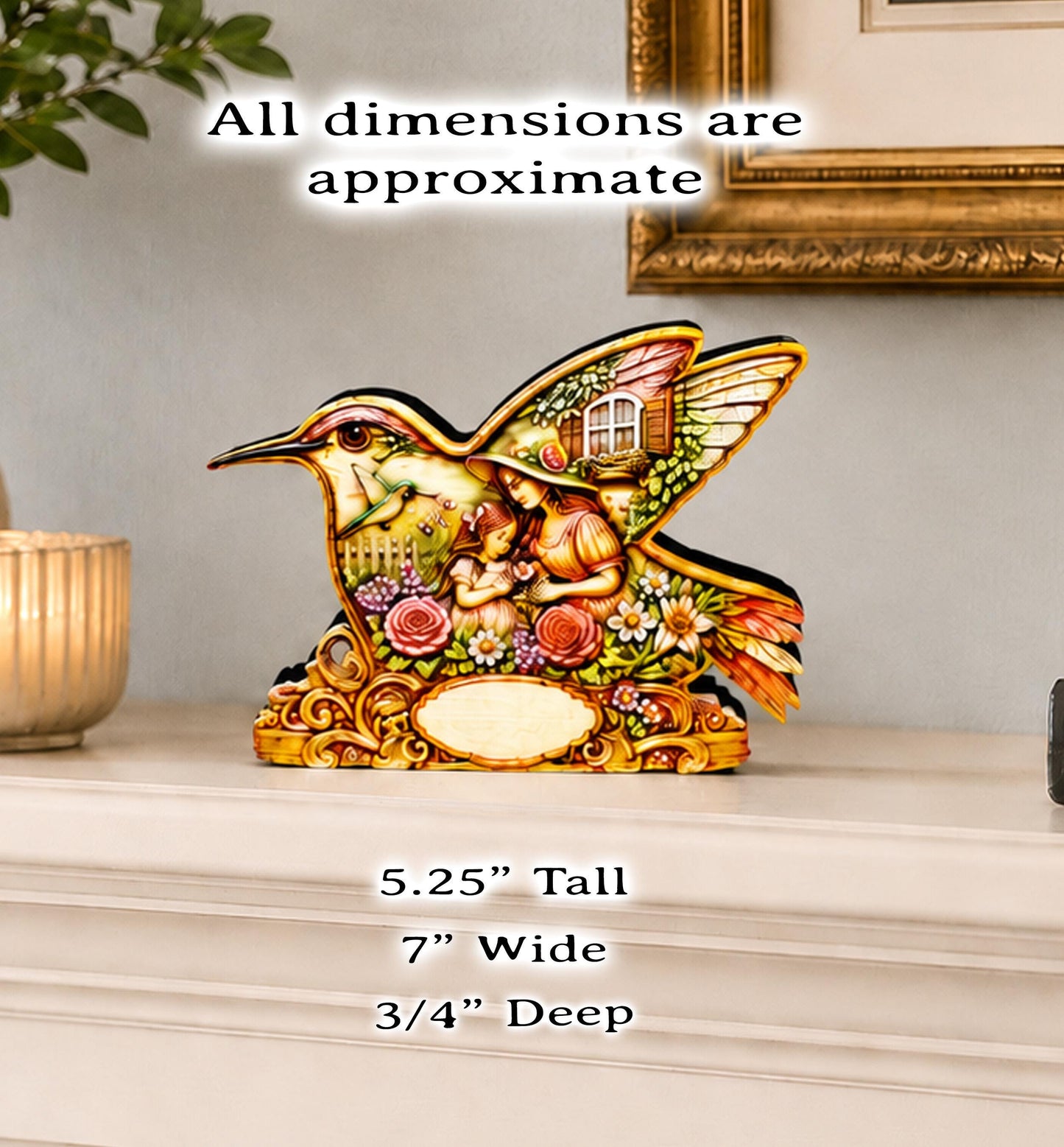 Whimsical Hummingbird Shelf Sitter, Spring Cottage Wood Decor, Layered Floral Tabletop Sign, Bird Lover Gift, Garden Home Accent Keepsake