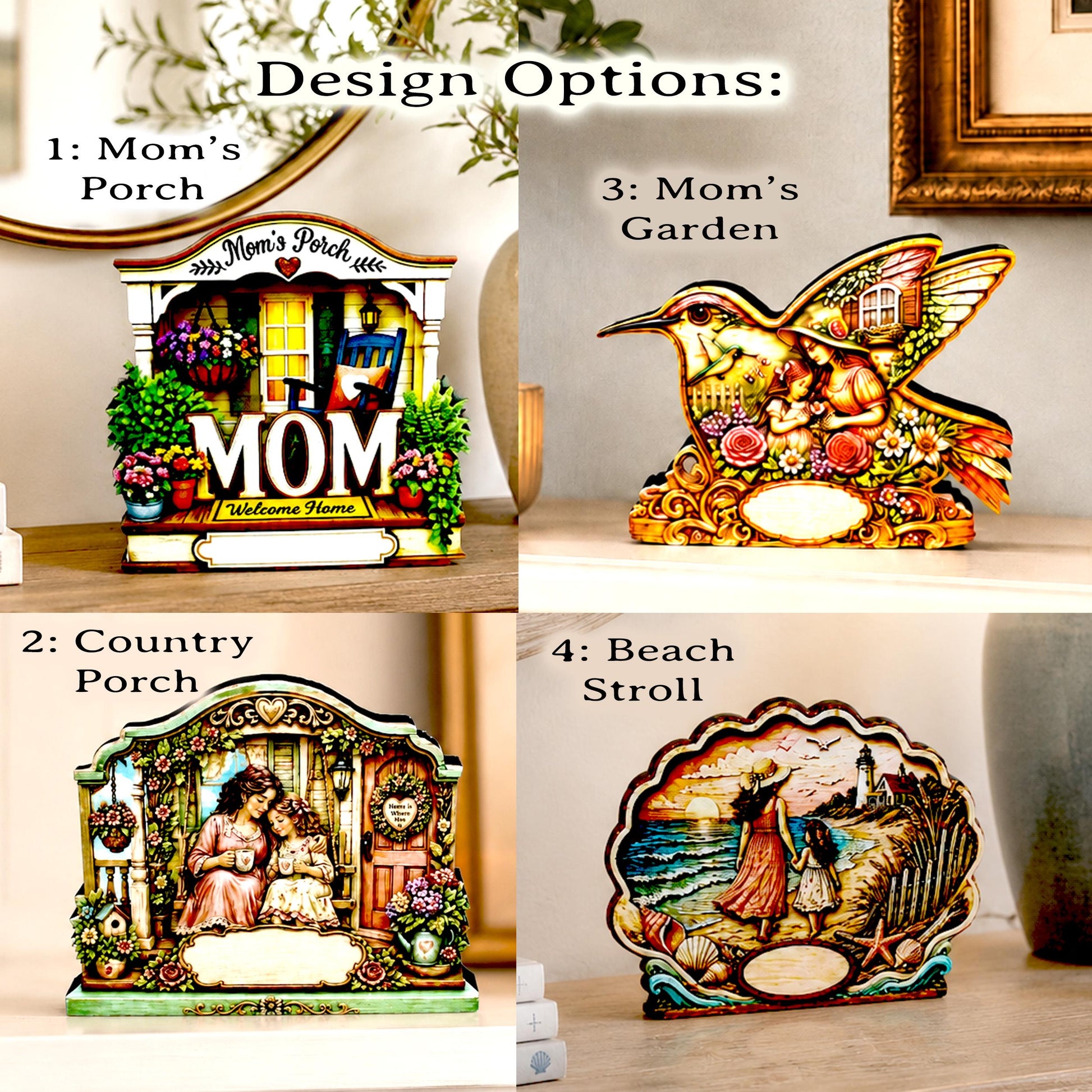 Mom's Porch Shelf Sitter, Welcome Home Wood Decor, Layered Tiered Tray Tabletop Sign, Mothers Day Gift, Personalized Keepsake Home Decor