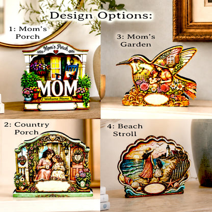 Mom's Porch Shelf Sitter, Welcome Home Wood Decor, Layered Tiered Tray Tabletop Sign, Mothers Day Gift, Personalized Keepsake Home Decor