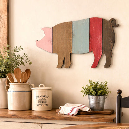 Pallet art Pig Wall Art, Farmhouse Pig Decor, Rustic Wooden Pig Wall Hanging, Country Kitchen Accent, Hog Gift Keepsake