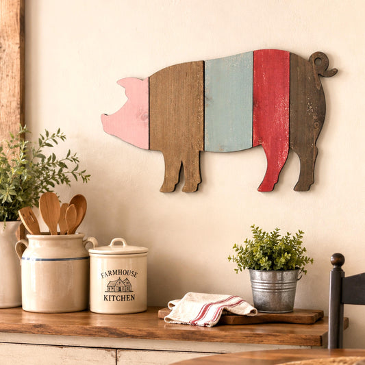 Pallet art Pig Wall Art, Farmhouse Pig Decor, Rustic Wooden Pig Wall Hanging, Country Kitchen Accent, Hog Gift Keepsake