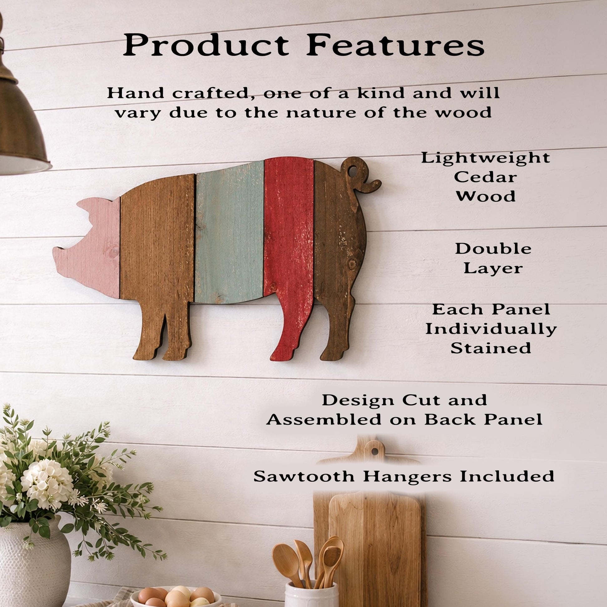 Pallet art Pig Wall Art, Farmhouse Pig Decor, Rustic Wooden Pig Wall Hanging, Country Kitchen Accent, Hog Gift Keepsake