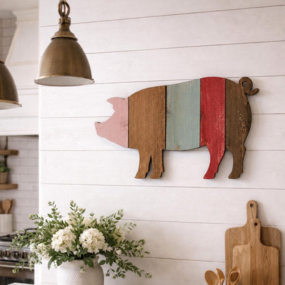 Pallet art Pig Wall Art, Farmhouse Pig Decor, Rustic Wooden Pig Wall Hanging, Country Kitchen Accent, Hog Gift Keepsake
