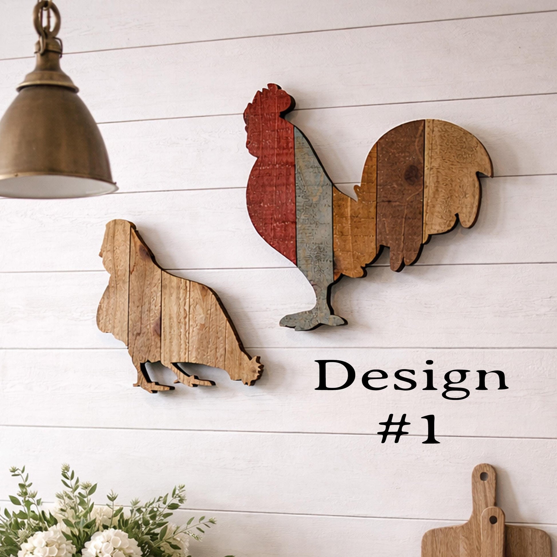 Pallet art Chicken and Rooster Wall Art, Farmhouse Chicken Decor, Rustic Wooden Hen and Rooster Wall Hanging