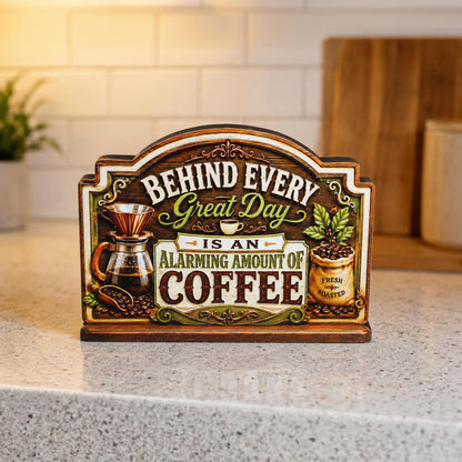 Rustic Coffee Bar Shelf Sitter Perfect for Kitchen Counter or Coffee Bar, Funny Kitchen Counter Sign, Farmhouse Espresso Station Decor