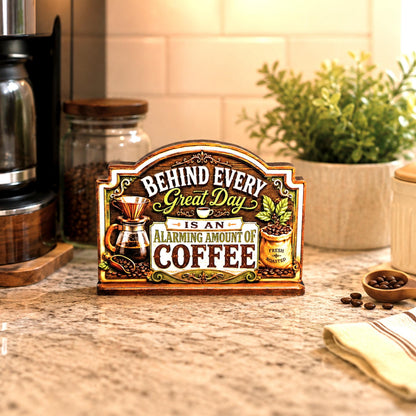 Rustic Coffee Bar Shelf Sitter Perfect for Kitchen Counter or Coffee Bar, Funny Kitchen Counter Sign, Farmhouse Espresso Station Decor
