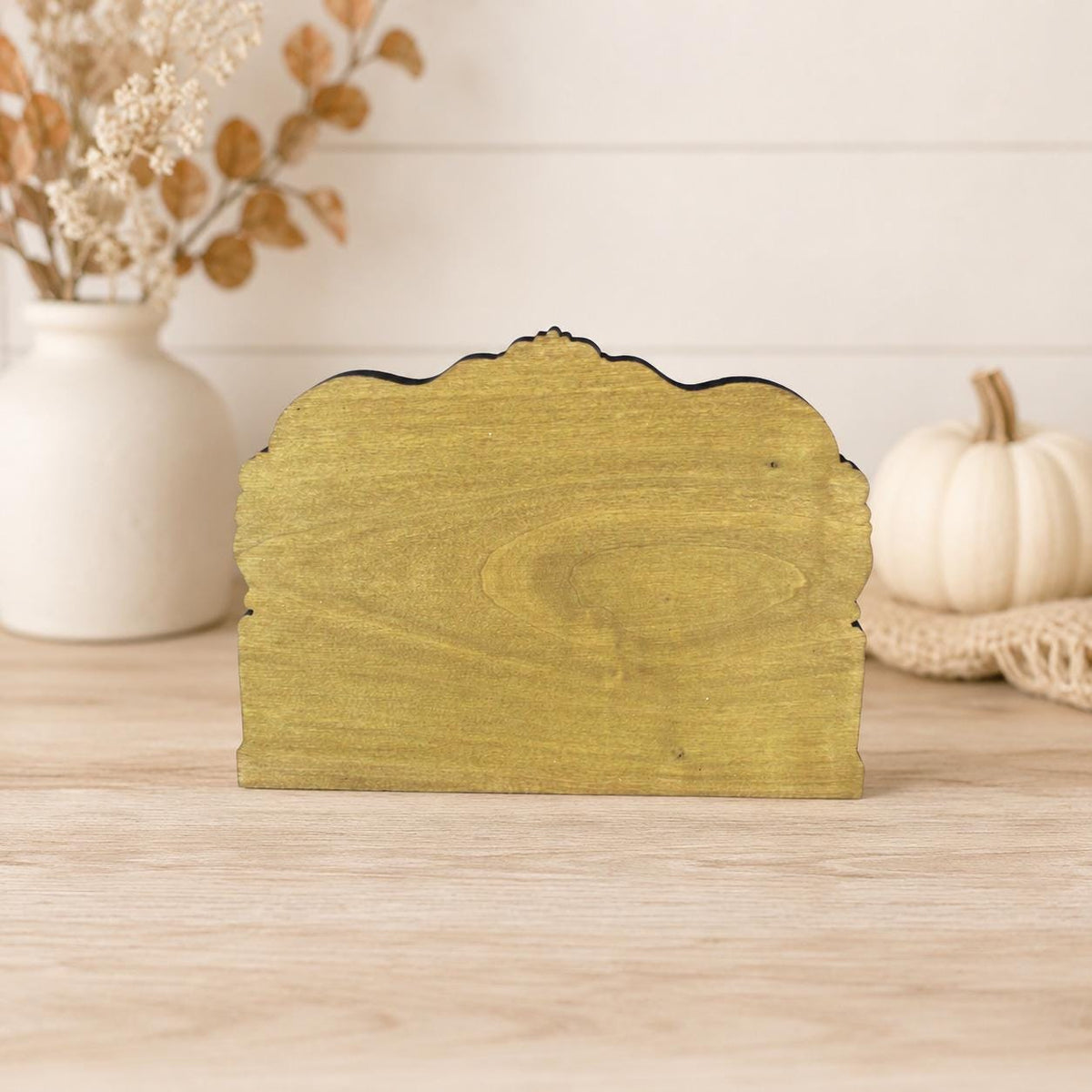 Vintage Halloween Shelf Sitter Perfect for Entryway or Window Sill, Trick Or Treat Autumn Keepsake, Spooky Pumpkin Table Accent, 2 Layers