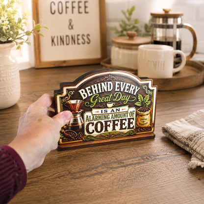 Rustic Coffee Bar Shelf Sitter Perfect for Kitchen Counter or Coffee Bar, Funny Kitchen Counter Sign, Farmhouse Espresso Station Decor