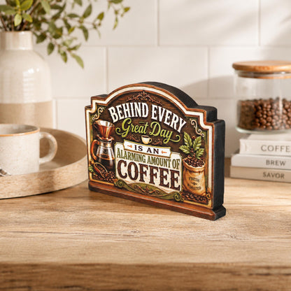 Rustic Coffee Bar Shelf Sitter Perfect for Kitchen Counter or Coffee Bar, Funny Kitchen Counter Sign, Farmhouse Espresso Station Decor