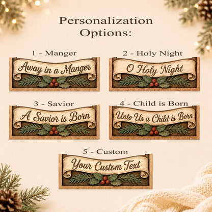Rustic Nativity Scene Christmas Shelf Sitter, Holy Family Manger Keepsake, Bethlehem Wooden Table Decor, Christian Faith Holiday, 6 Layers