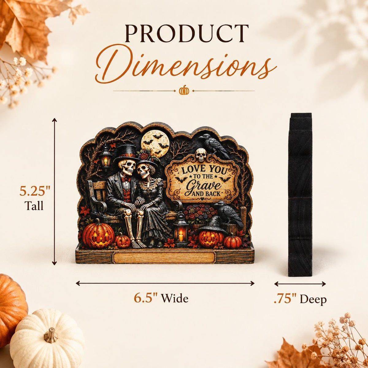Vintage Gothic Halloween Shelf Sitter Perfect for Entryway or Window Sill, Trick Or Treat Autumn Keepsake, Spooky Pumpkin Table Accent, 2