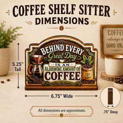 Rustic Coffee Bar Shelf Sitter Perfect for Kitchen Counter or Coffee Bar, Funny Kitchen Counter Sign, Farmhouse Espresso Station Decor
