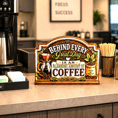 Rustic Coffee Bar Shelf Sitter Perfect for Kitchen Counter or Coffee Bar, Funny Kitchen Counter Sign, Farmhouse Espresso Station Decor