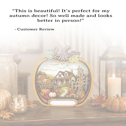 Personalized Pumpkin Fall Decor, Custom Family Name Autumn Shelf Sitter, Layered Wood Farmhouse Decor, Thanksgiving Table Accent