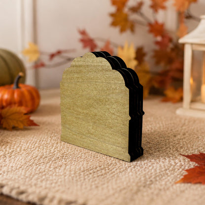 Haunted House Halloween Decoration, Personalized Layered Wood Tabletop Spooky Decor, Whimsical Accent for Mantel, Shelf or Entryway