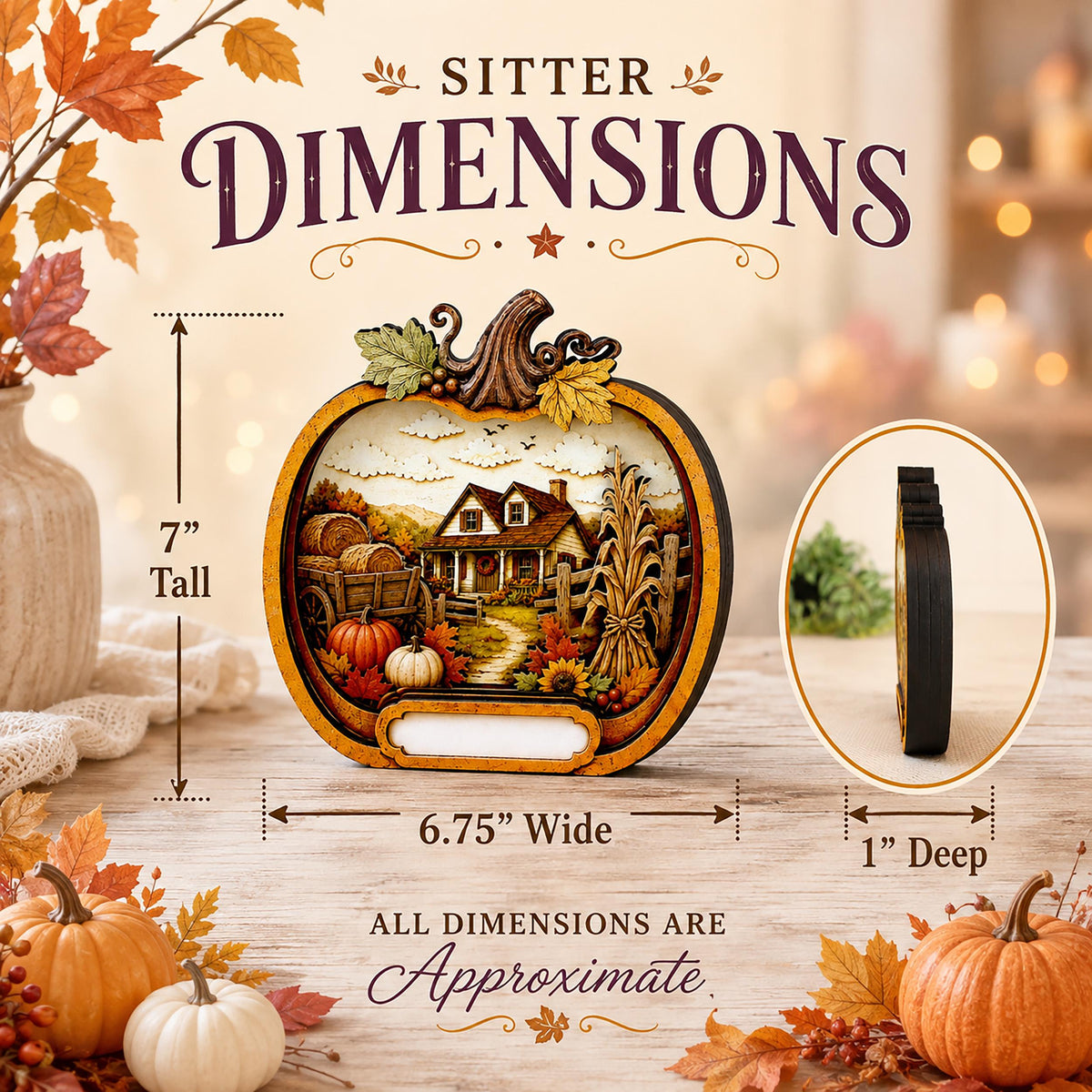 Personalized Pumpkin Fall Decor, Custom Family Name Autumn Shelf Sitter, Layered Wood Farmhouse Decor, Thanksgiving Table Accent