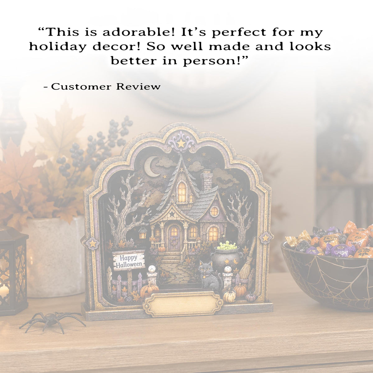 Haunted House Halloween Decoration, Personalized Layered Wood Tabletop Spooky Decor, Whimsical Accent for Mantel, Shelf or Entryway