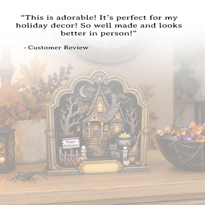 Haunted House Halloween Decoration, Personalized Layered Wood Tabletop Spooky Decor, Whimsical Accent for Mantel, Shelf or Entryway