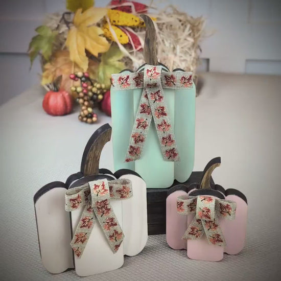 Pumpkin Shelf Sitters - Set of 3 Wooden Fall Mantel Decor