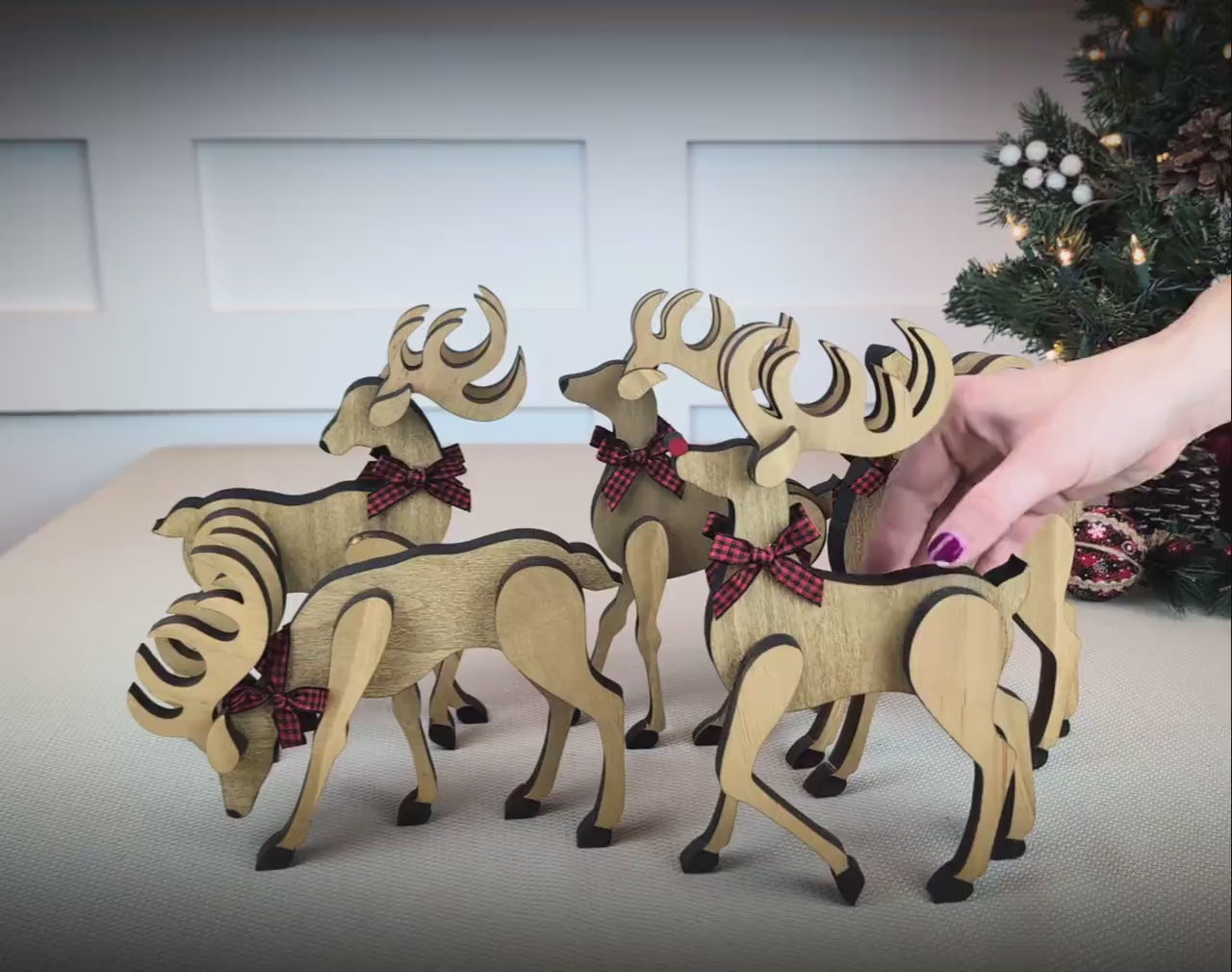 Personalized Wooden Reindeer Shelf Sitters – Rustic Christmas Mantel Decor