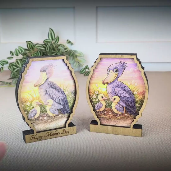 Personalized Shoebill Stork Mother’s Day Shelf Sitter, Bird Mom Gift, Painted Bird Table Decor, Nature Lover Keepsake