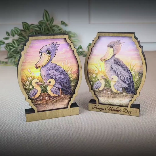 Personalized Shoebill Stork Shelf Sitter, Bird Mom Decor, Woodland Nursery Gift, Color Sketch Tabletop Sign, Nature Lover Keepsake