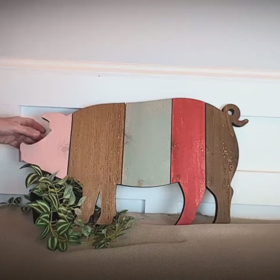 Pallet art Pig Wall Art, Farmhouse Pig Decor, Rustic Wooden Pig Wall Hanging, Country Kitchen Accent,  Hog Gift Keepsake