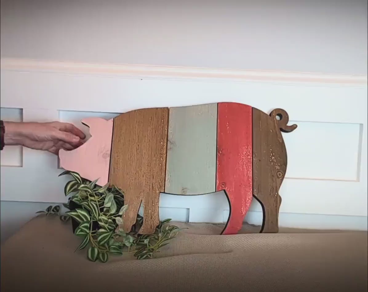 Pallet art Pig Wall Art, Farmhouse Pig Decor, Rustic Wooden Pig Wall Hanging, Country Kitchen Accent,  Hog Gift Keepsake