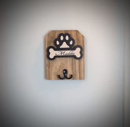 Personalized Wall Mounted Coat Rack, Wooden Key Holder, Bathroom  Pool Towel Hook, Dog Leash Holder, Dog Lovers Gift