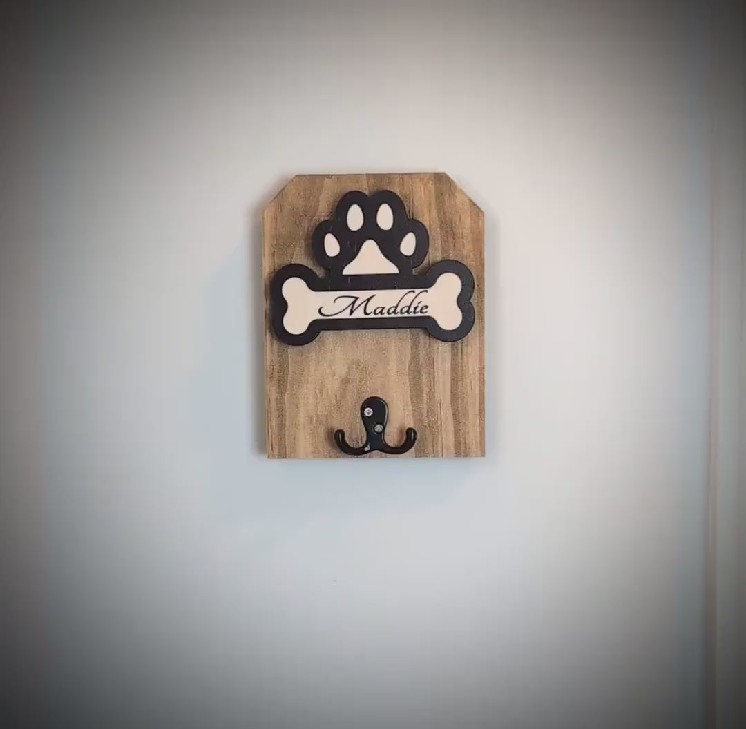 Personalized Wall Mounted Coat Rack, Wooden Key Holder, Bathroom  Pool Towel Hook, Dog Leash Holder, Dog Lovers Gift