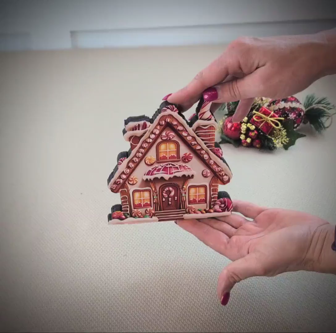 Personalized Gingerbread House Shelf Sitters, Christmas Tiered Tray Decor