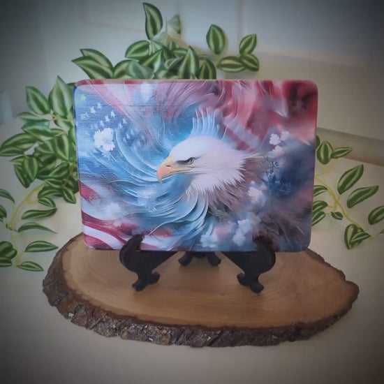Patriotic Bald Eagle Cutting Board, Eagle with American Flag Design, Patriotic Kitchen Decor, Environmentally Friendly Cutting Board UV Ink