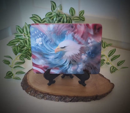 Patriotic Bald Eagle Cutting Board, Eagle with American Flag Design, Patriotic Kitchen Decor, Environmentally Friendly Cutting Board UV Ink