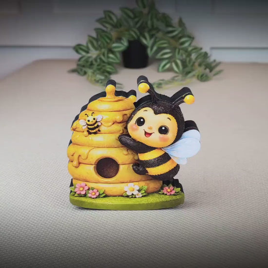 Personalized Multi-Layered Bee and Beehive Shelf Sitter – Custom Name Kids Room Decor – Nursery Shelf Sign, Mantel & Tiered Tray Decor