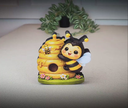 Personalized Multi-Layered Bee and Beehive Shelf Sitter – Custom Name Kids Room Decor – Nursery Shelf Sign, Mantel & Tiered Tray Decor