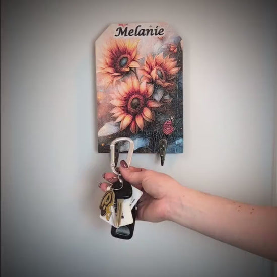 Personalized Wall Mounted Coat Rack, Wooden Key Holder, Bathroom  Pool Towel Hook, Dog Leash Holder, Sunflower Lovers Gift