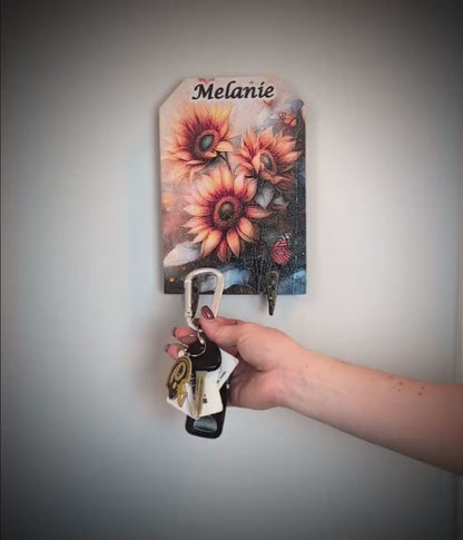 Personalized Wall Mounted Coat Rack, Wooden Key Holder, Bathroom  Pool Towel Hook, Dog Leash Holder, Sunflower Lovers Gift