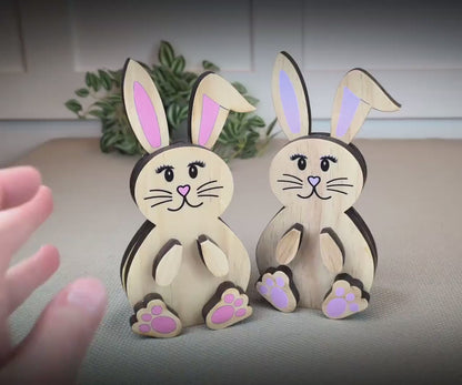 Personalized Woodland Bunny Shelf Sitter Set – Boy & Girl Multi-Layer Wood Decor – Nursery/Kids Room