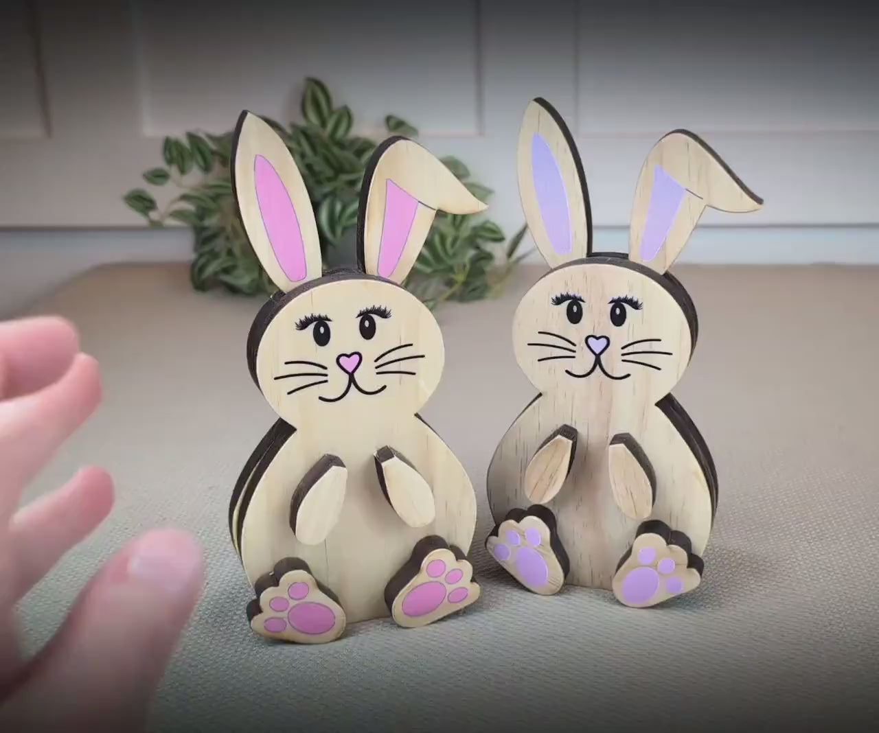 Personalized Woodland Bunny Shelf Sitter Set – Boy & Girl Multi-Layer Wood Decor – Nursery/Kids Room